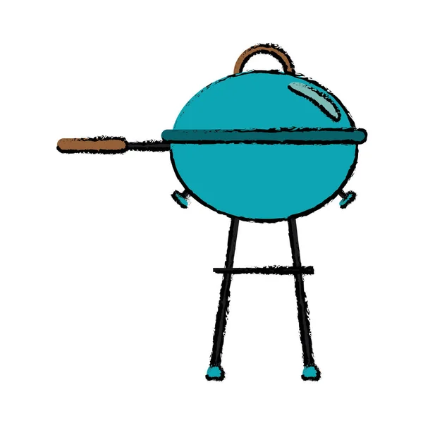 Dessin grill barbecue bouilloire nourriture camping — Image vectorielle