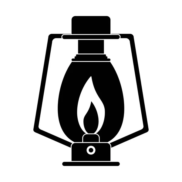 ピクトグラム ランプ灯油古いランタン キャンプ — ストックベクタ