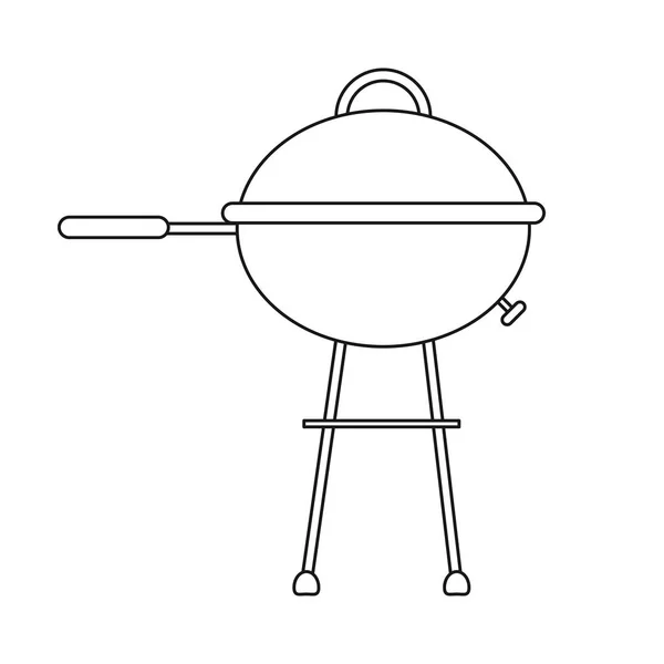 Zarys, grill Grill czajnik camping — Wektor stockowy