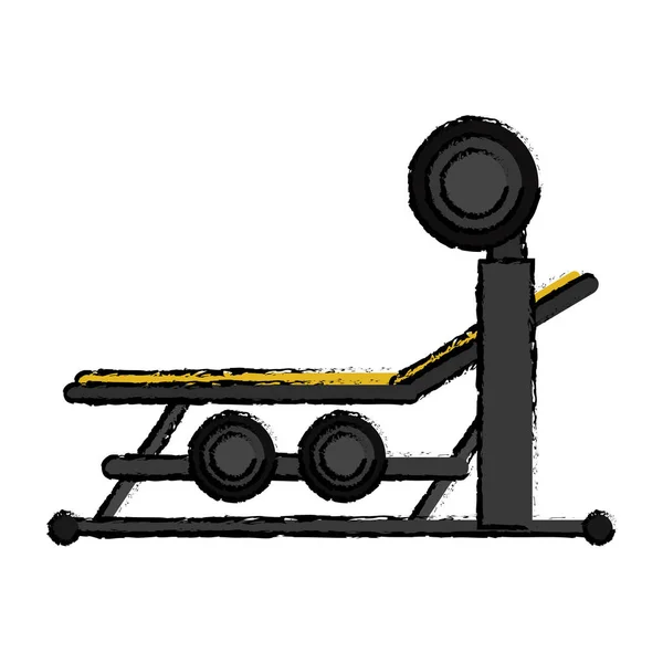 Tekening brench pers met gewicht barbell sport — Stockvector