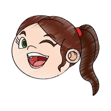 İzole kız çizgi film tasarım