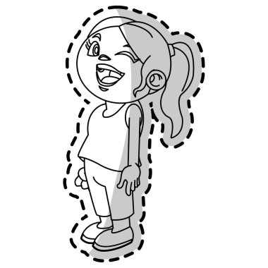 İzole kız çizgi film tasarım