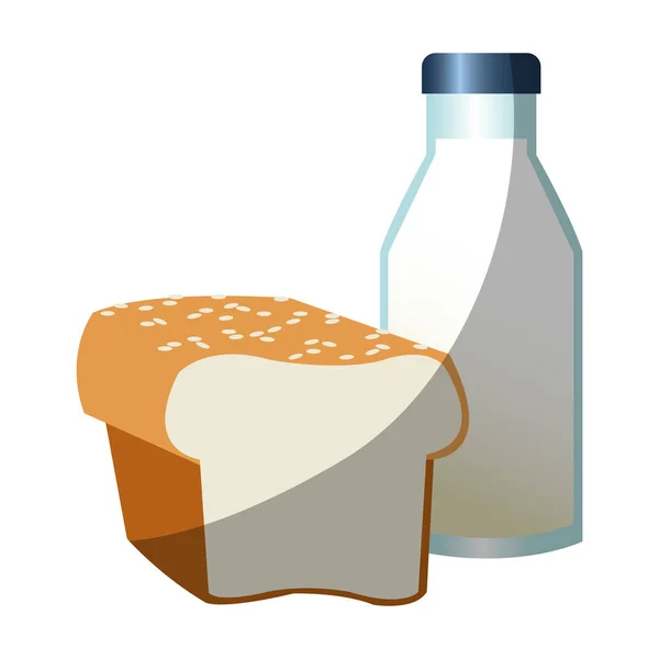 Diseño aislado de biberón y pan de leche — Vector de stock