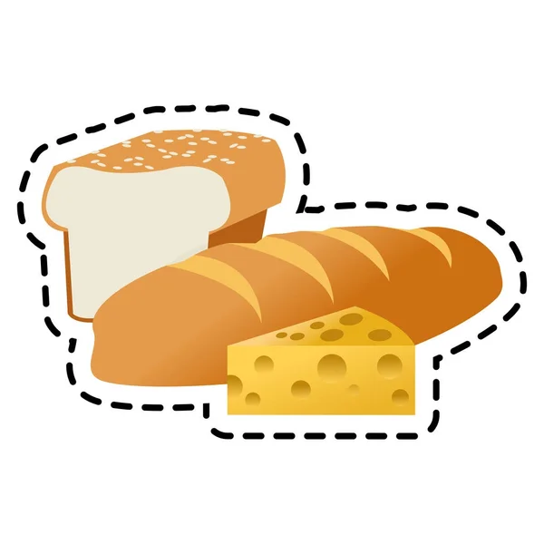 Diseño aislado de pan y queso — Vector de stock