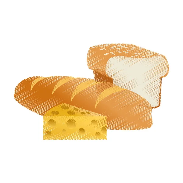 孤立的面包和奶酪设计 — 图库矢量图片