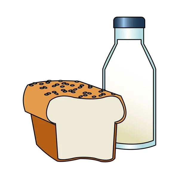 孤立的面包和牛奶设计 — 图库矢量图片