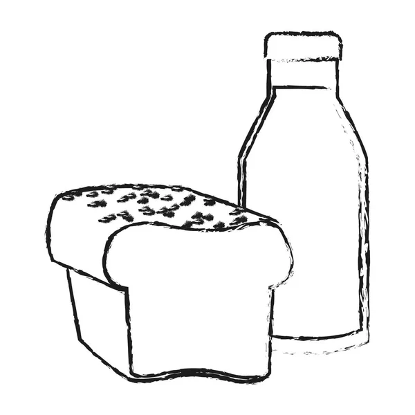 Desain roti dan susu yang terisolasi - Stok Vektor