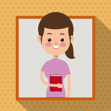 kız pembe gömlek kitap öğrenci çerçeve nokta gölge arka plan