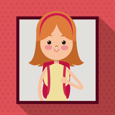 çanta öğrenci çerçeve nokta gölge arka plan ile kız