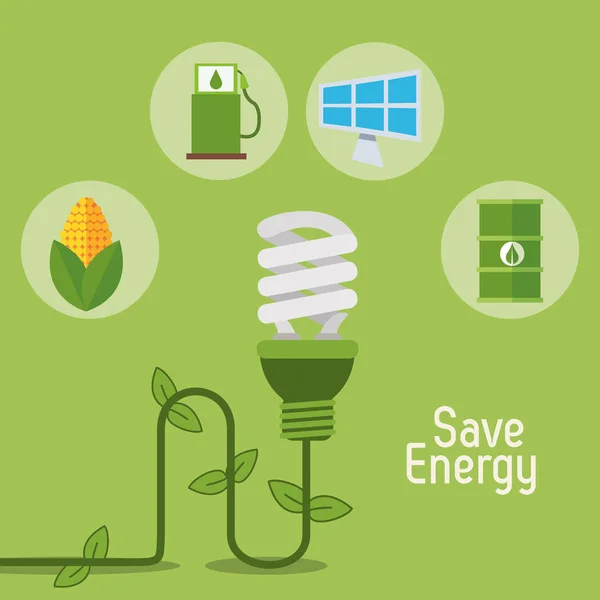 Eco lámpa megment energia-elemek — Stock Vector
