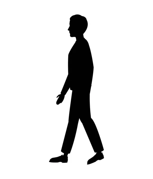 Silhouette homme marchant vue latérale — Image vectorielle