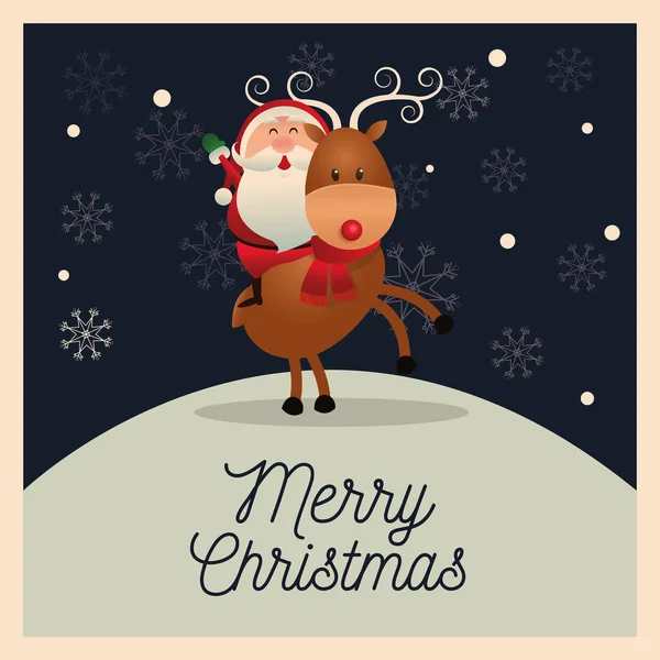Санта і олень мультфільм різдвяний сезон дизайн — стоковий вектор