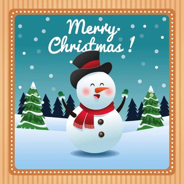 Dibujos animados muñeco de nieve de diseño de temporada de Navidad — Vector de stock