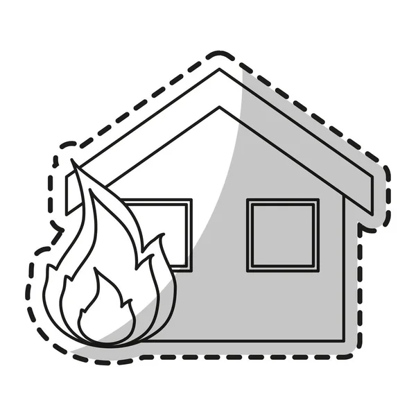 Изолированный дом на пожарной конструкции — стоковый вектор