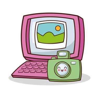 İzole kawaii laptop tasarım