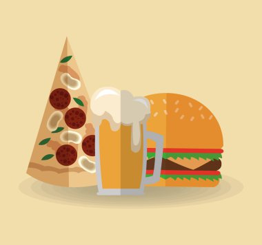 Pizza bira ve hamburger tasarım