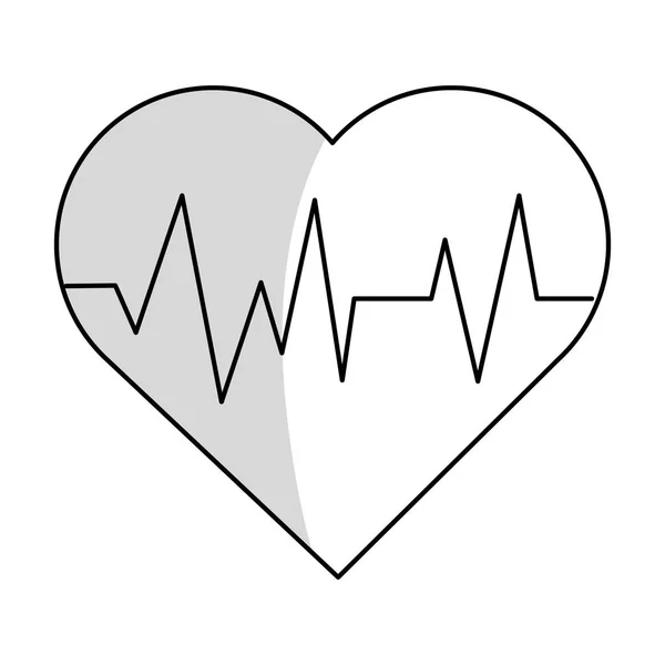 Corazón aislado con diseño de pulso — Vector de stock