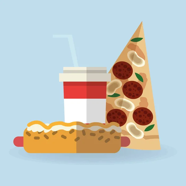 Conception de pizza et hot dog — Image vectorielle