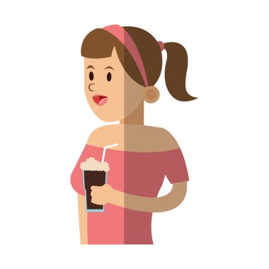 Kahve tasarımı ile izole kız