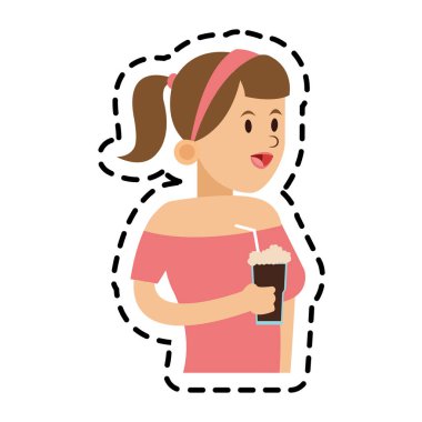 Kahve tasarımı ile izole kız