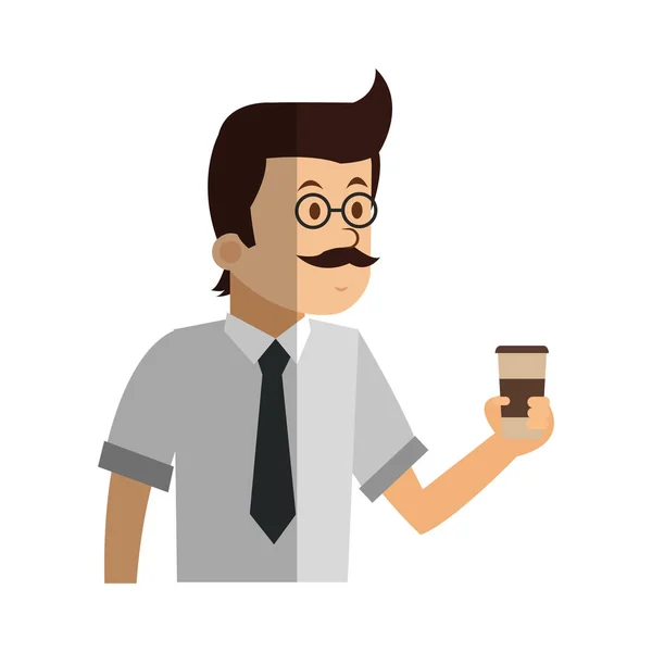 Изолированный человек с дизайном кофе — стоковый вектор