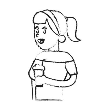 Kahve tasarımı ile izole kız