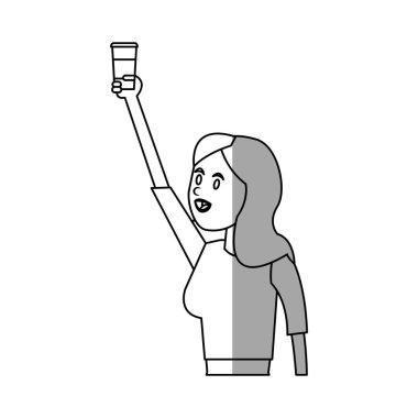 Kahve tasarımı ile izole kız