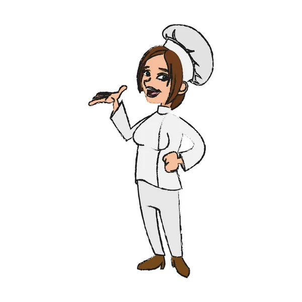Isolato disegno del fumetto chef femminile — Vettoriale Stock