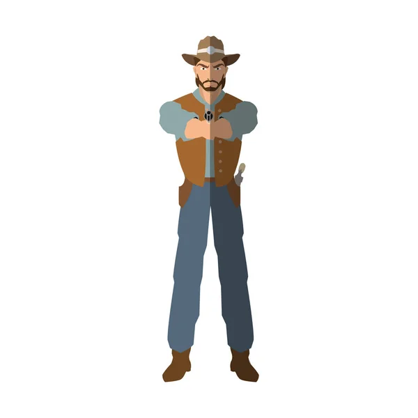 Projeto de desenho animado cowboy isolado — Vetor de Stock