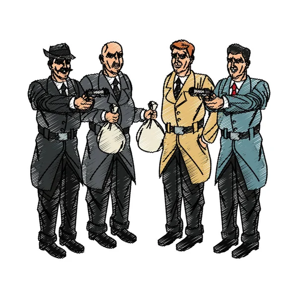 Inspector policía y ladrón diseño de dibujos animados — Vector de stock