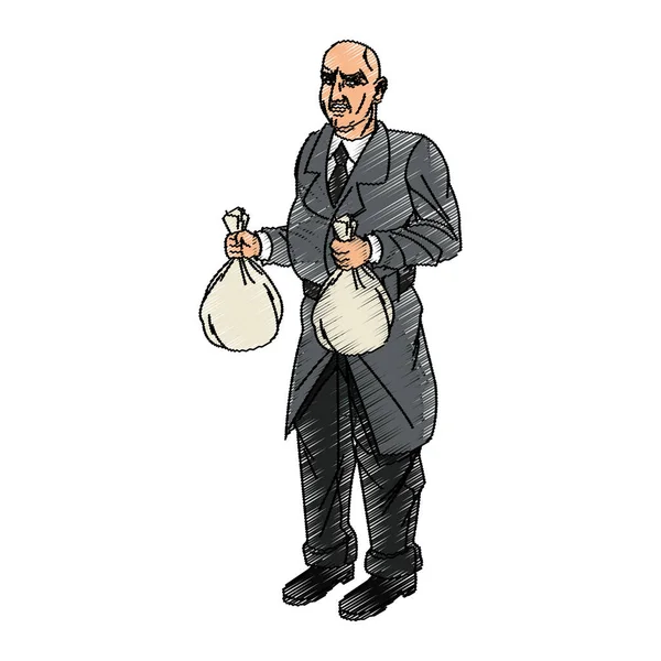 Thief dessin animé avec conception de sac d'argent — Image vectorielle