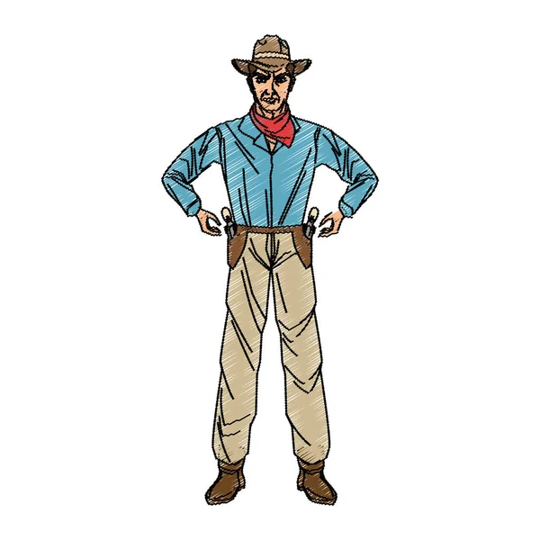 Kreskówka na białym tle cowboy — Wektor stockowy