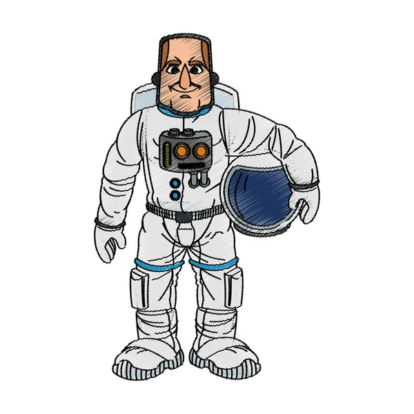 Desenho de desenho animado de astronauta isolado — Vetor de Stock