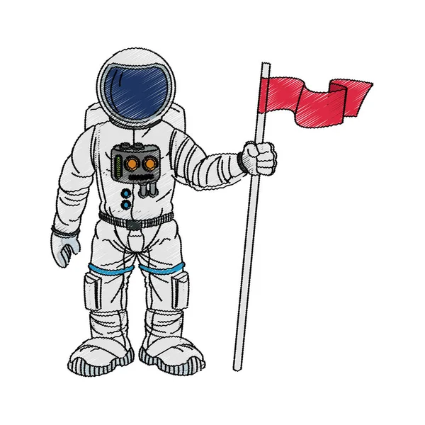 孤立した宇宙飛行士漫画デザイン — ストックベクタ