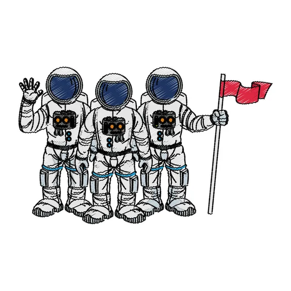 Diseño de dibujos animados astronauta aislado — Vector de stock