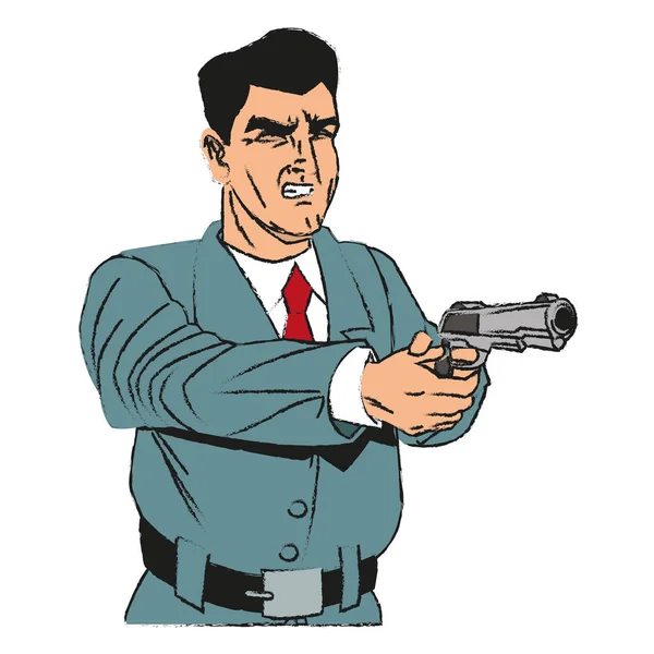 銃の設計と人間漫画 — ストックベクタ