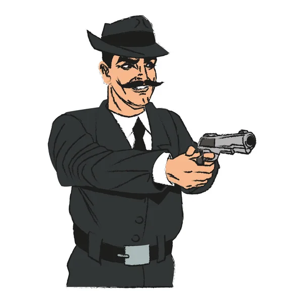 Hombre de dibujos animados con diseño de pistola — Vector de stock