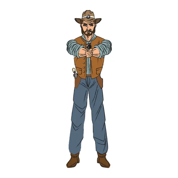 Projeto de desenho animado cowboy isolado — Vetor de Stock