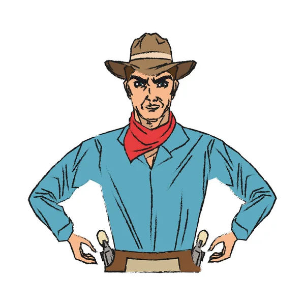 Projeto de desenho animado cowboy isolado — Vetor de Stock