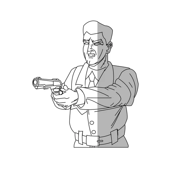 銃の設計と孤立した男漫画 — ストックベクタ