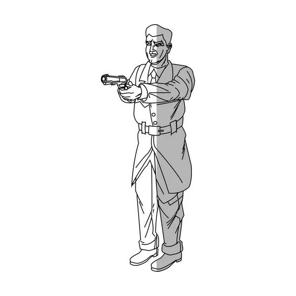 Мультфильм об одиноком человеке с оружием — стоковый вектор