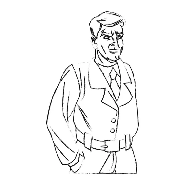 Ispettore uomo disegno cartone animato — Vettoriale Stock