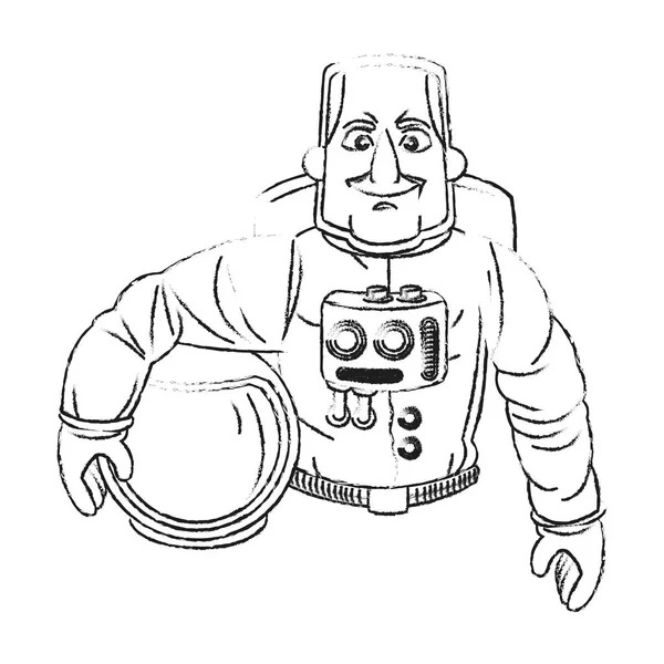 Isolato disegno del fumetto astronauta — Vettoriale Stock