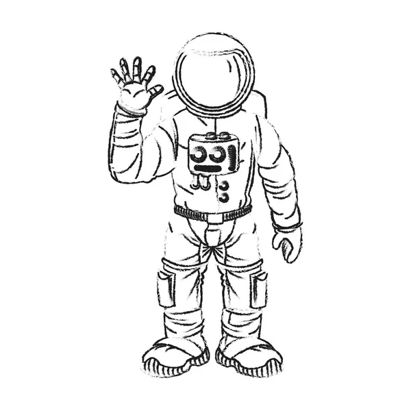 Diseño de dibujos animados astronauta aislado — Vector de stock