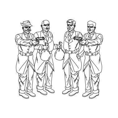 Müfettiş polis ve hırsız karikatür tasarım