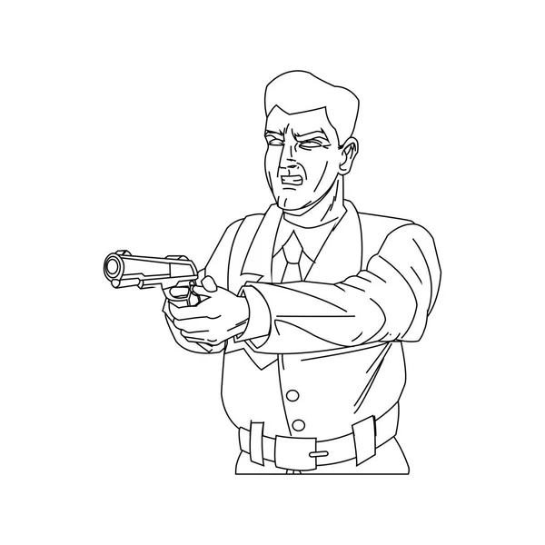 Hombre de dibujos animados con diseño de pistola — Vector de stock