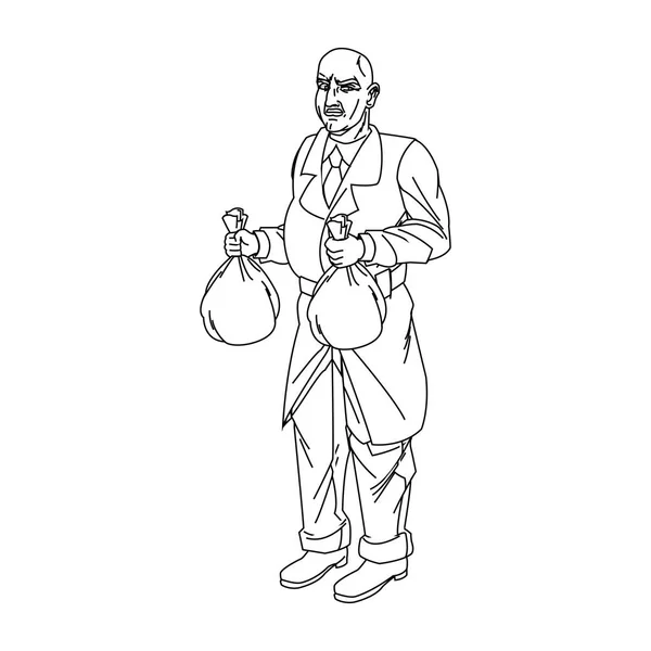 Thief dessin animé avec conception de sac d'argent — Image vectorielle