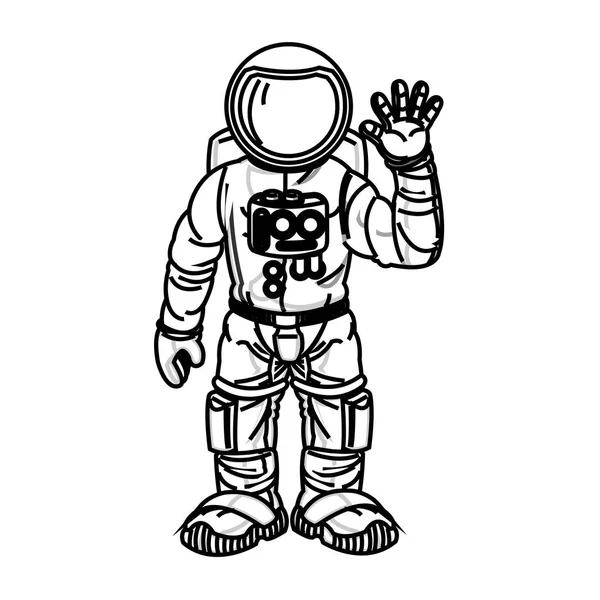 Isolato disegno del fumetto astronauta — Vettoriale Stock