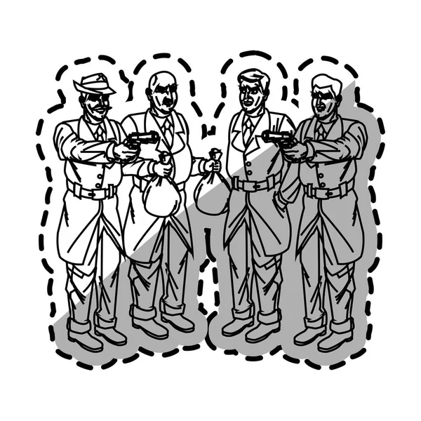 Inspecteur police et dessin animé voleur — Image vectorielle