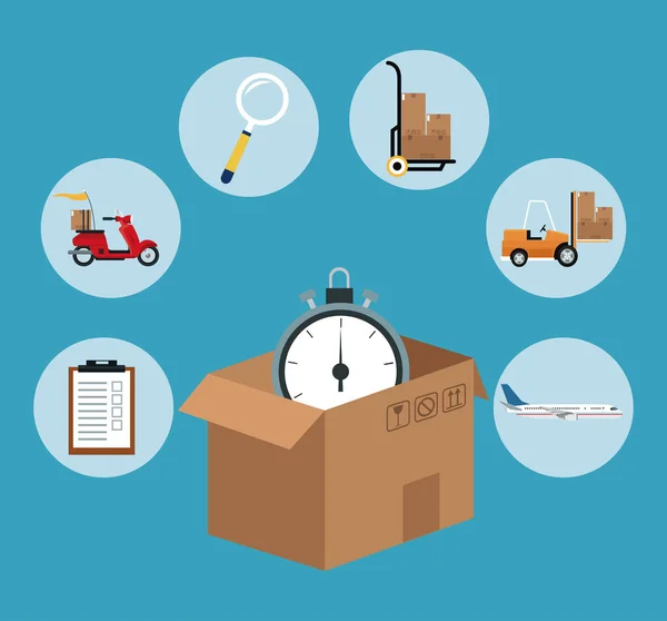 Entrega de tiempo rápido transporte logístico — Vector de stock
